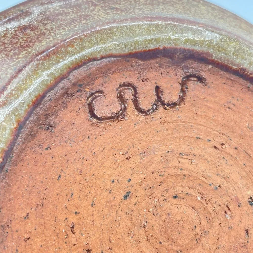 intage Signed Studio Pottery Bud Vase - Hand Thrown Speckled Earth Tone
